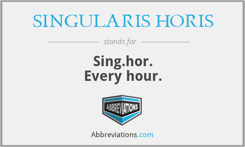 SINGULARIS HORIS - Sing.hor.
Every hour.